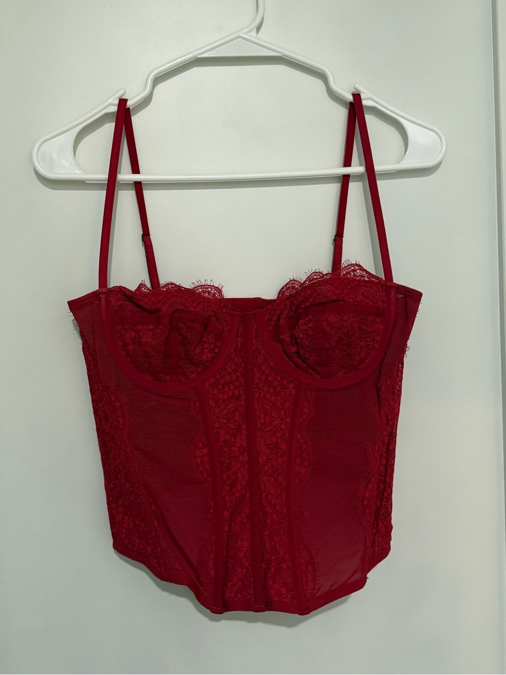 Urban Outfitters Red Lace Bustier Crop Top